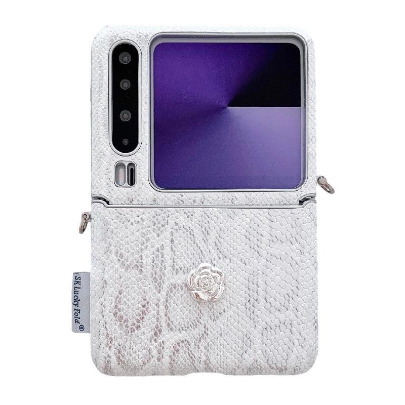 

Stylish 3D Camellia Python Print Huawei Pura X Phone Case with Foldable Screen and Drop-Proof Crossbody Lanyard Huawei Pocket2