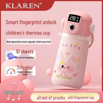 KLAREN Adorable Rabbit Kids' Fingerprint Thermal Mug with Temp Display