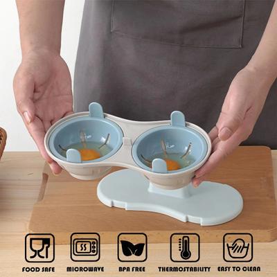 Escalfador de Huevos para Microondas Escalfador de Huevos Doble para Microondas Eficiente Cocina Huevos Pochados con Cesta Escurridora Desmontable Calor para Cocina