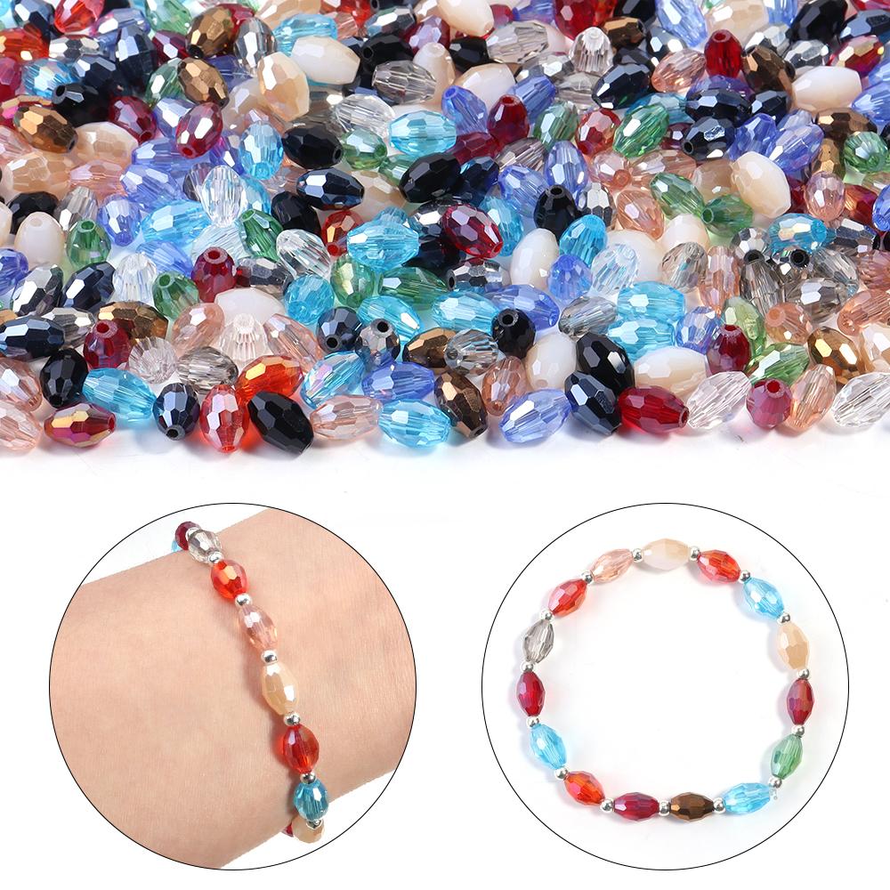 50pcs/lot 6x8mm Multicolor Oval Crystal Beads Faceted Loose Spacer Glass Rice Beads For DIY Charm Bracelet Earrings Accessories