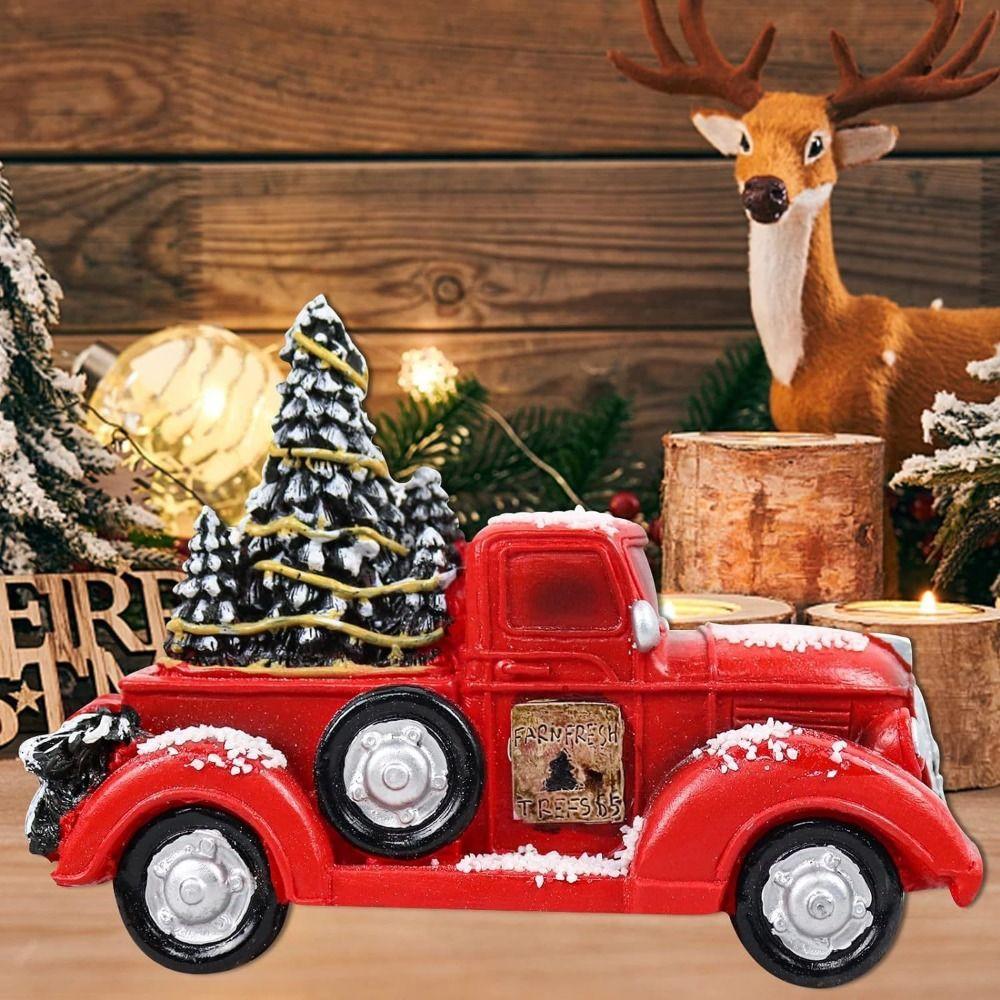 

Моделирование Рождество Красный грузовик Украшение Смола Красный грузовик Модель Красный грузовик Настольные украшения Рождество