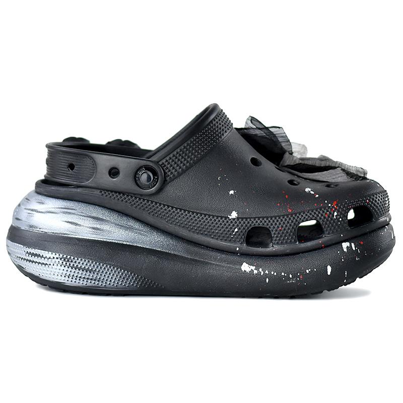 Crocs Classic clog NR Spring Rose Sweet Cool Lolita Casual and Comfortable Embroidered Gift Box Hole Shoes Unisex Black and Silver