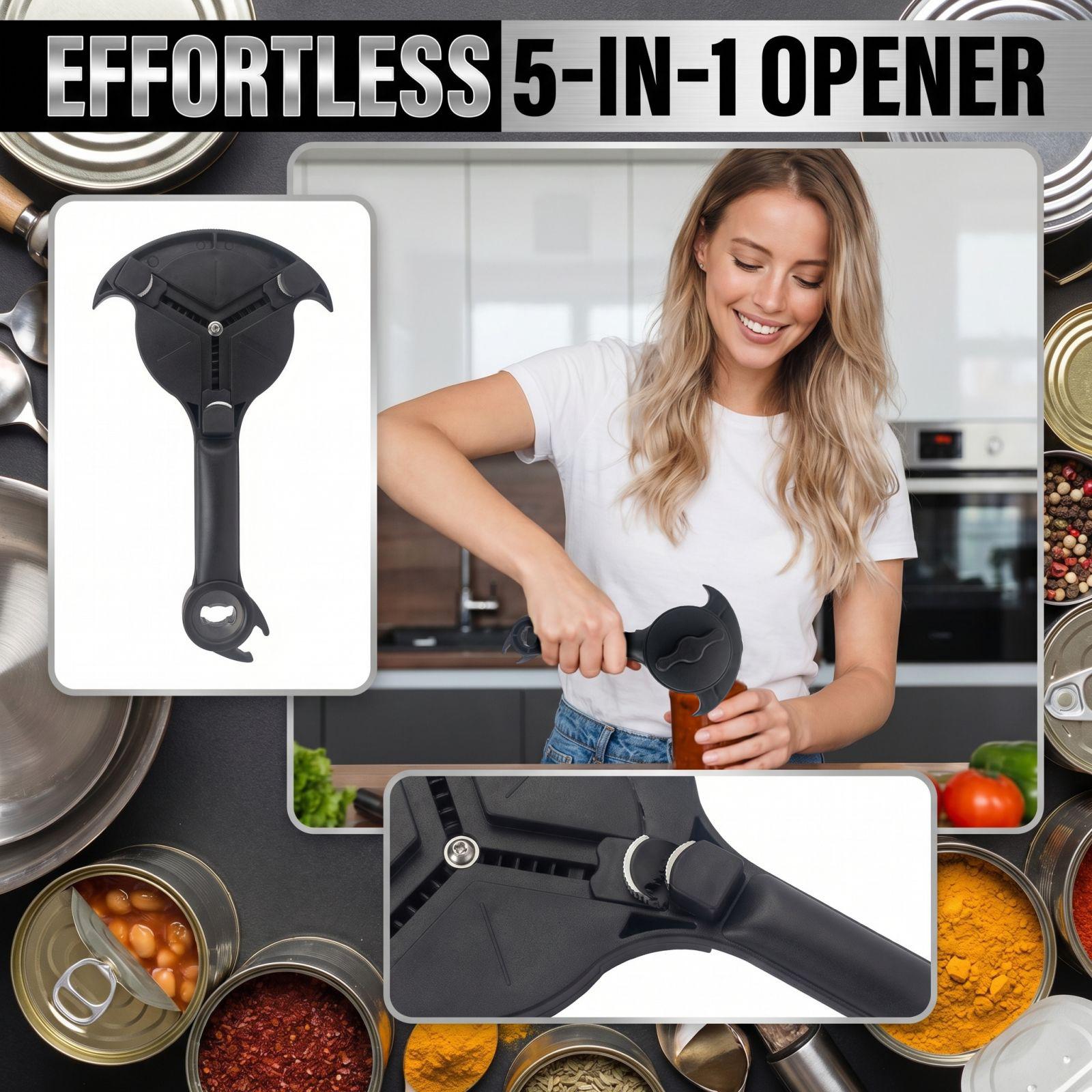 Открывалка для консервов 5-в-1, многофункциональный нож для консервов, легкая открывалка для бутылок, ручная открывалка для консервов One Size
