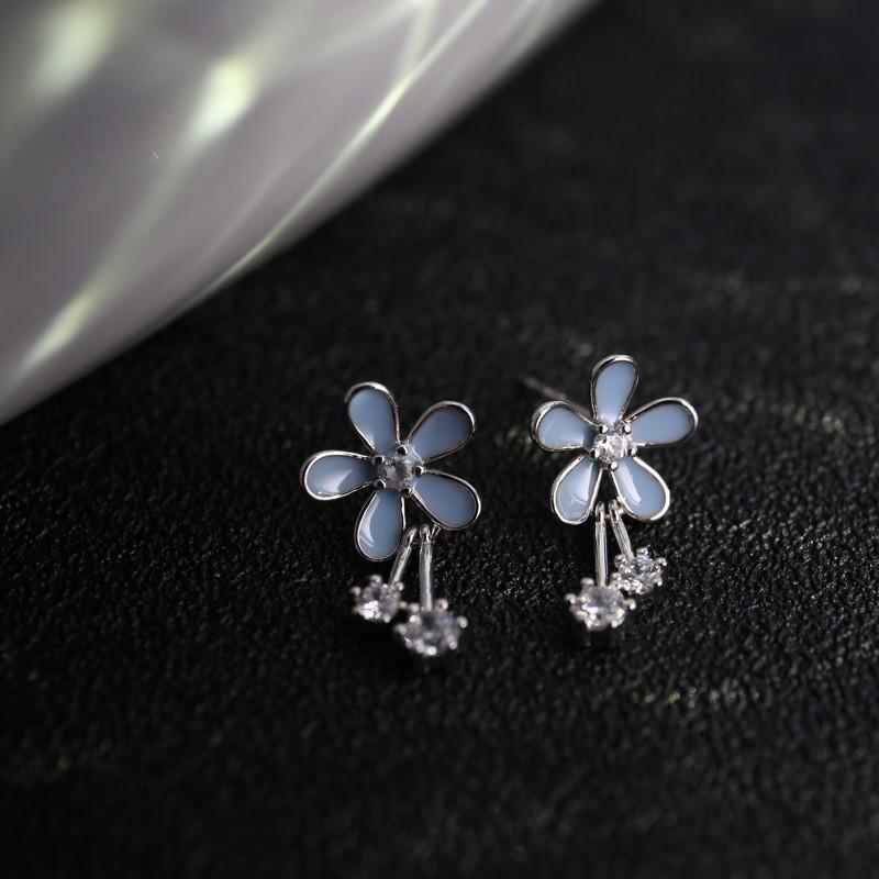 Earrings Forest Style Daisy Gray Blue Sweet Tassel Earrings Women Korean Style Earrings