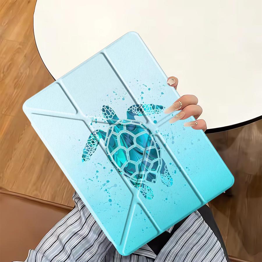 Cartoon Meeresschildkröte Kunsthalter Abdeckung Tablethülle Für iPad Pro 11. 10. 9. 8. 7. 12,9 Zoll Pro 2025 Air 4 5 M3 M2 1 2 M4 11 Zoll