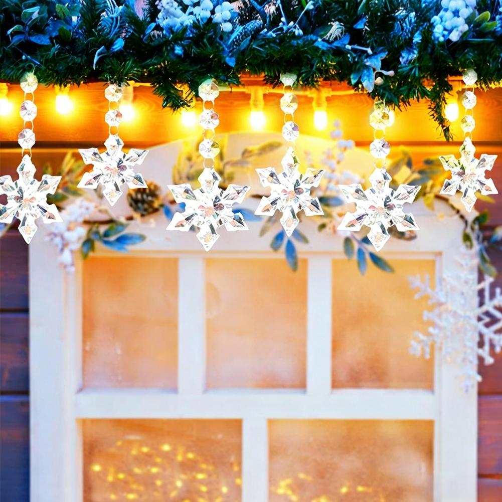 Snowflake Crystal Christmas Ornaments for Christmas Tree Decorations Hanging Clear Acrylic Snowflake Ornaments Xmas Tree Decor