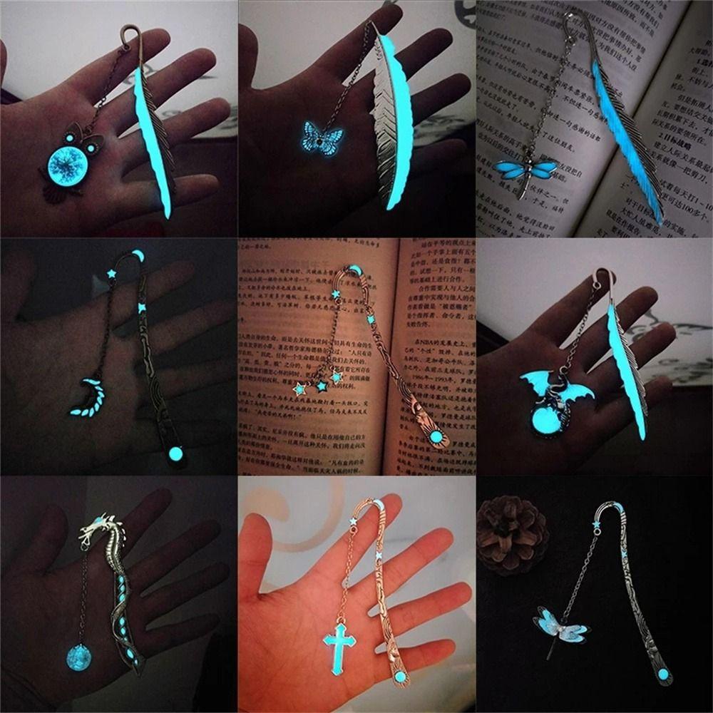Stationery Pendant Dragonflies School Bookmark Luminous Bookmark Feather Bookmarks Metal Bookmark