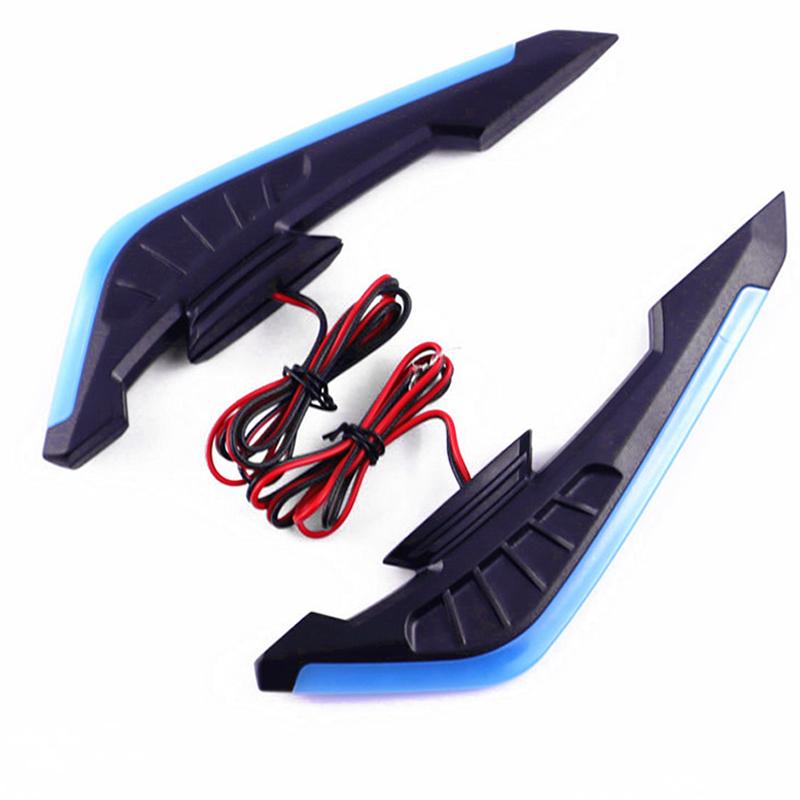 2Pcs Motorcycle Front Side Spoiler Winglets Aerodynamic Wing Set Fixed Wind Wings with LED Lights and Adhesive Decoration Sticker