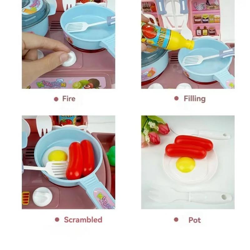 Set Cucina Giocattolo per Giochi di Ruolo con Suoni, Luci, Fornelli, Lavello e Cibo Giocattolo - Mini Cucina Giocattolo