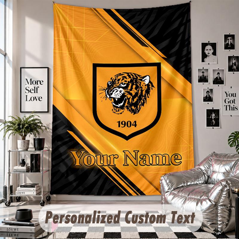 Wall Hanging Tapestry With Custom Name & Text, Hull FC Decorative Tapestry For Bedroom