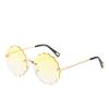 Oversized Round Sunglasses Women Flower Design Trendy Rimless Sun Glasses Shades for Women Driving Eyewear UV400