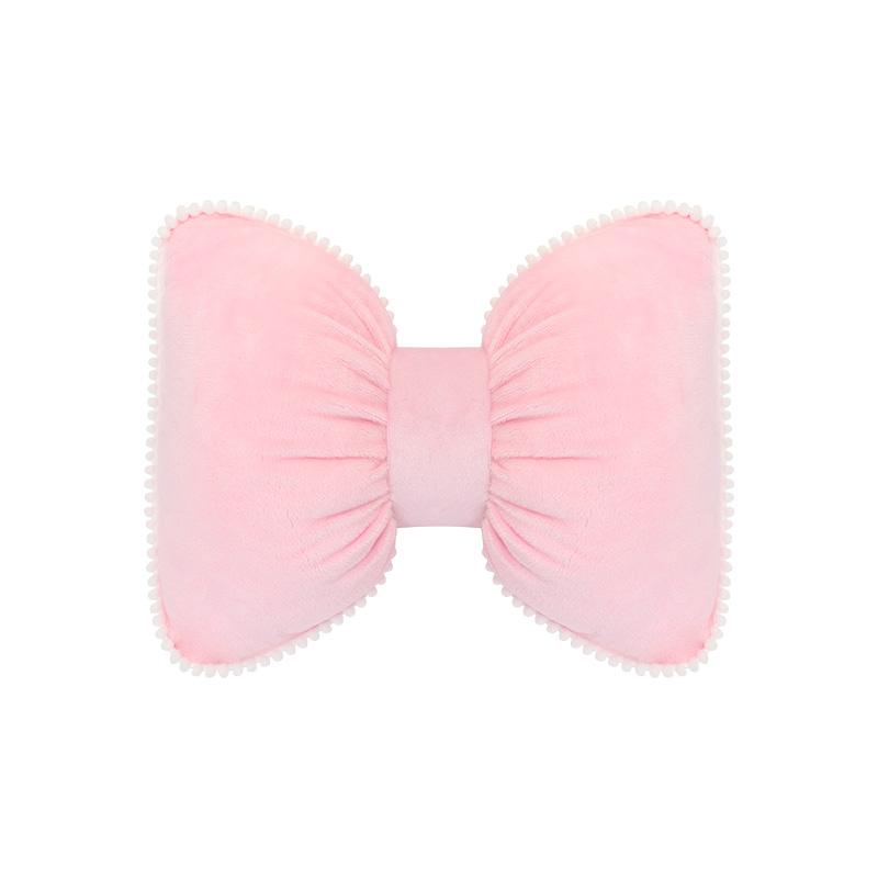 Comfortable Soft Pink Plush Car Headrest Lumbar Support Cartoon Bowknot Car Waist Neck Pillow Car Interior Decoration For Winter
