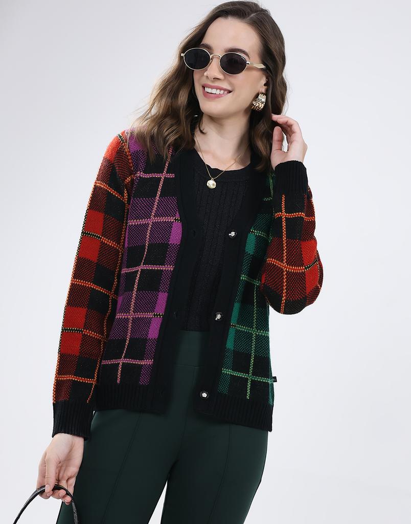 MONTE CARLO Women's V Neck Full Sleeve Cardigan