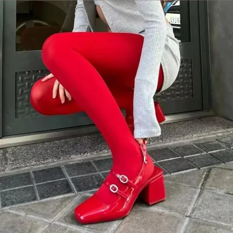 Super Elastic Large Size Leggings Red Women Sexy Tights Spring Autumn Winter Y2k 2025 Women Tights Slim Stockings Pantyhose