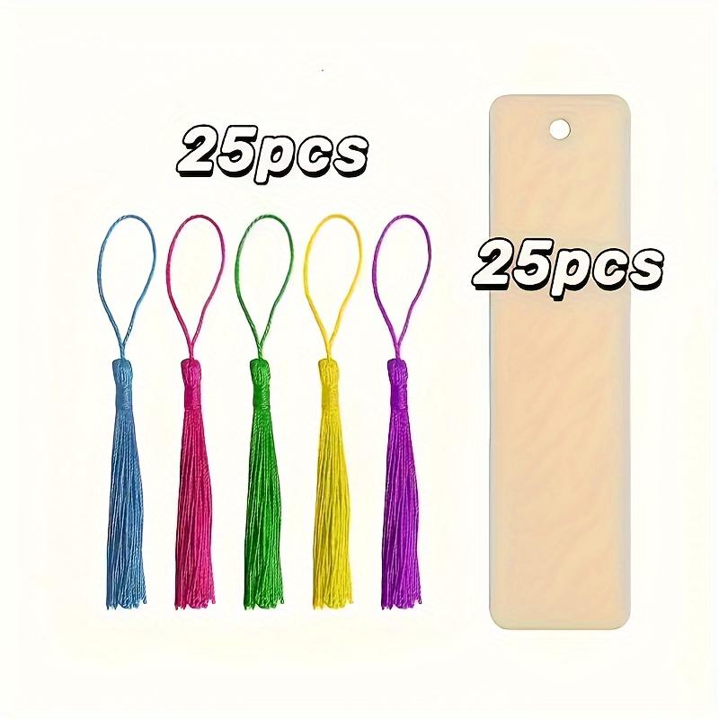 Blank Wooden Bookmarks for Crafts and Gift Tags - DIY Wood Craft Bookmark Set with Colorful Tassels, Multipurpose Hang Tags