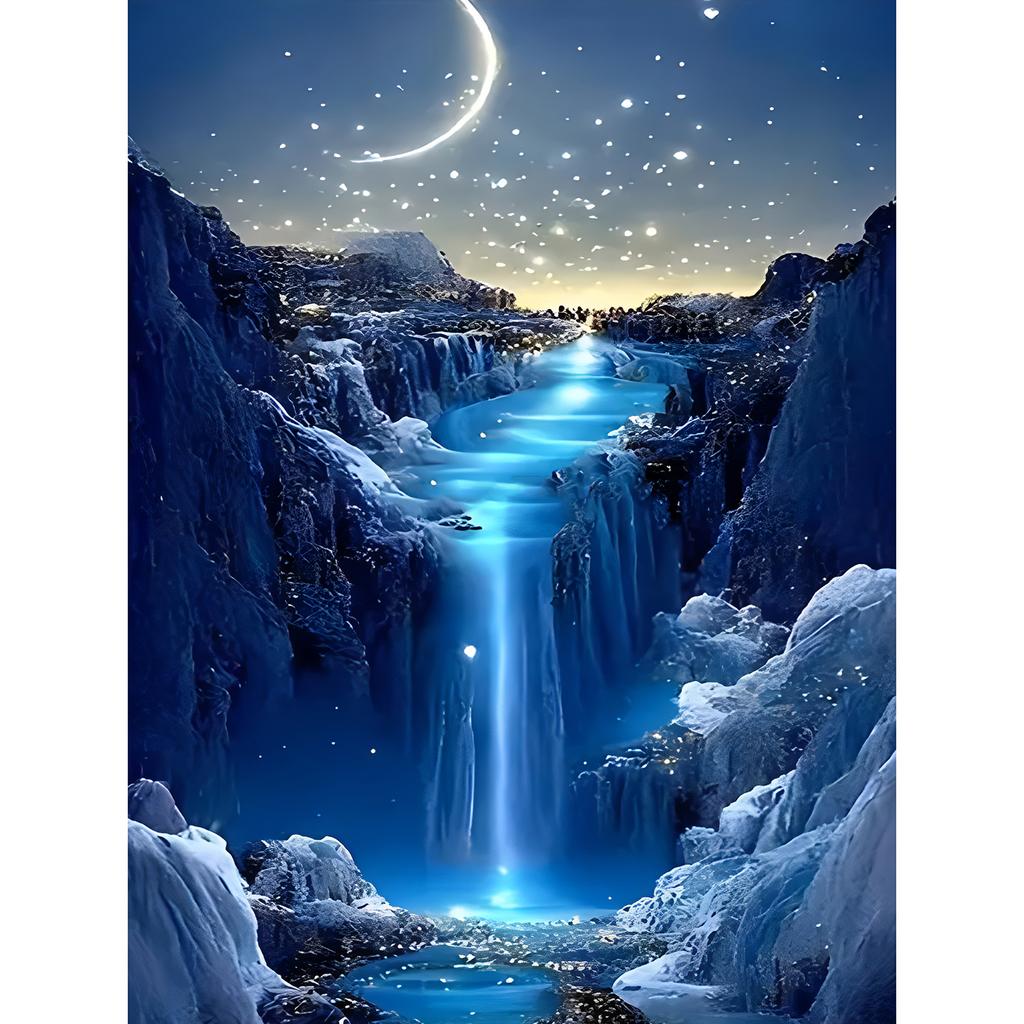 Moon Diamond Painting Seaside Craft Kit Mosaic Scenery Diamond Art Round Drill Embroidery Waterfall DIY Handmade Gift