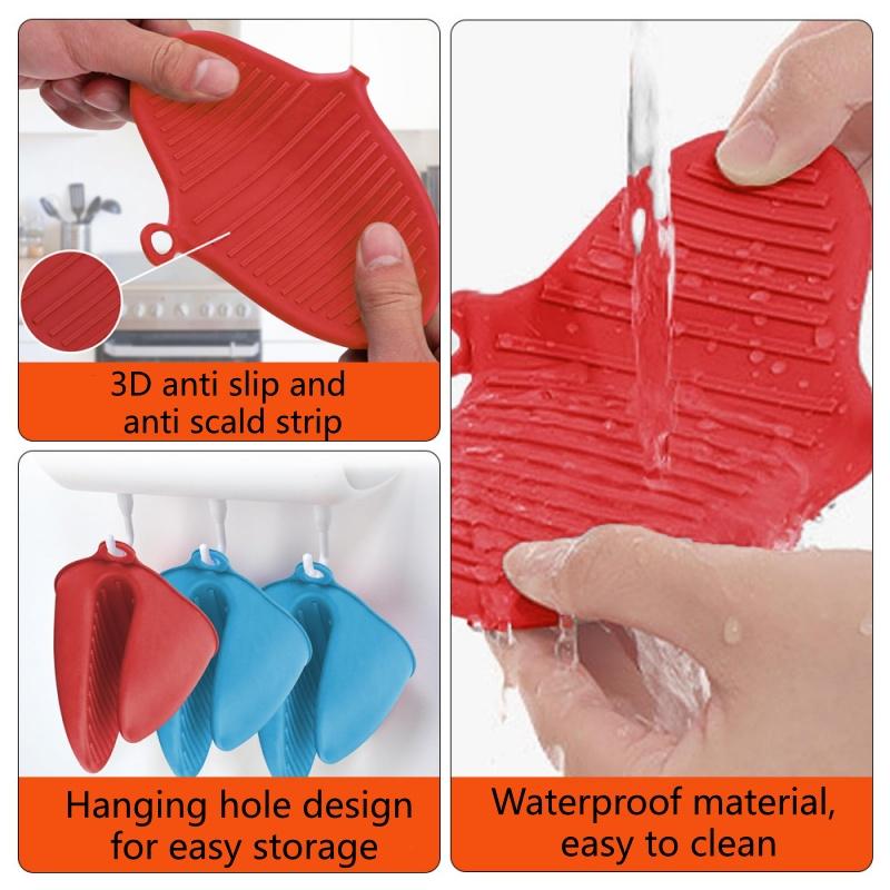 2pcs Oven Mitts Silicone Heat Resistant Pinch Mitts Anti Scalding Non Slip Gloves Clips Pot Holder Cooking Baking Oven Mitts
