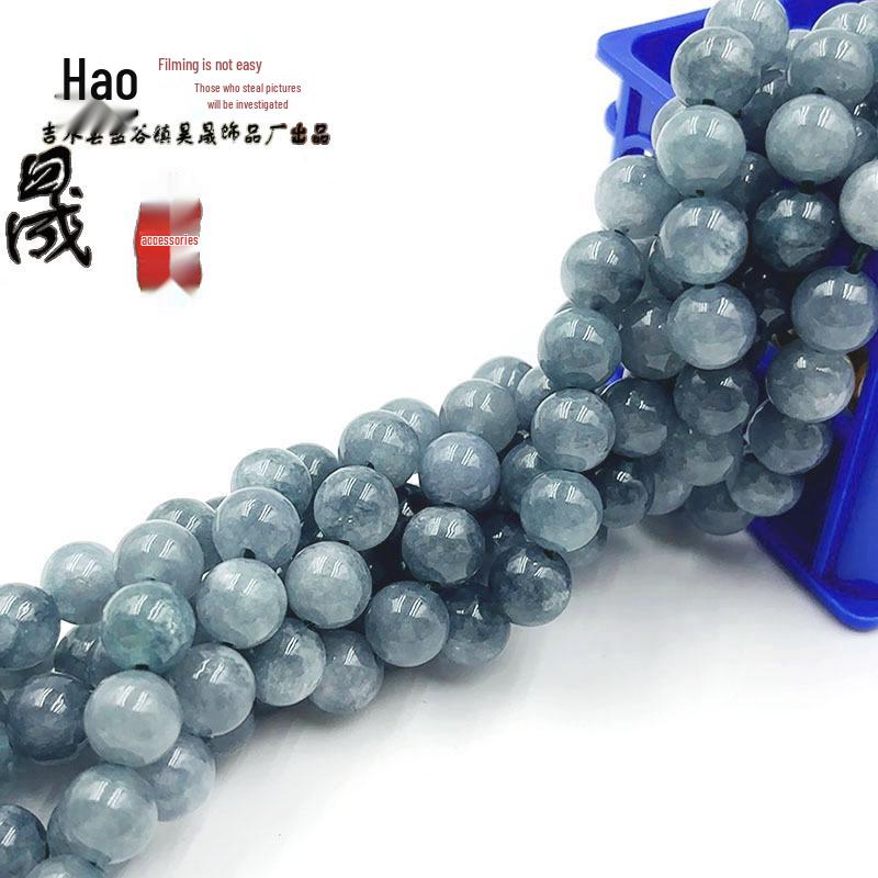 Jadeite Chalcedony Green Beads: Round Bracelet Accessories, Jade Stone Earrings, Pendants & Tassel Spacer Beads.