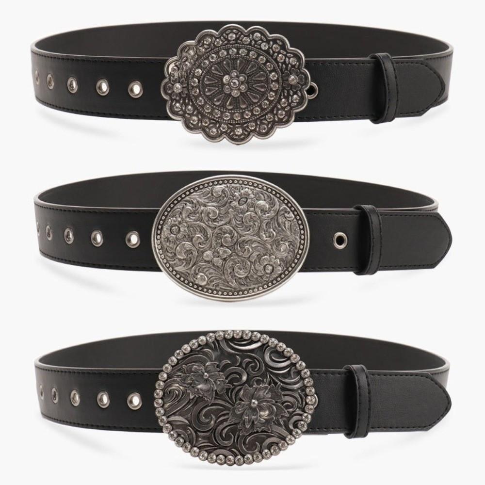PU Leather Cowgirl Belts Vintage Country Belts Fashion Western Belt  for Jeans Pants Dresses