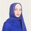 A007 Rhinestone & Pearl Embellished Long Scarf with Lace Trim