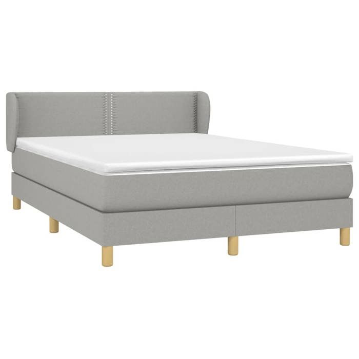 3126725 vidaXL Lit à sommier tapissier avec matelas Gris clair 140x200cm Tissu