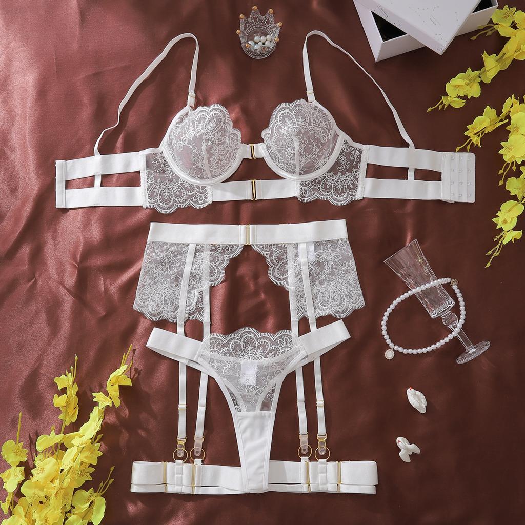 Sexy Women's Intimates Embroidery Lingerie Set Underwear Lace Garter Belt Bra Set Sexy Lady Lingerie Outfit 2026