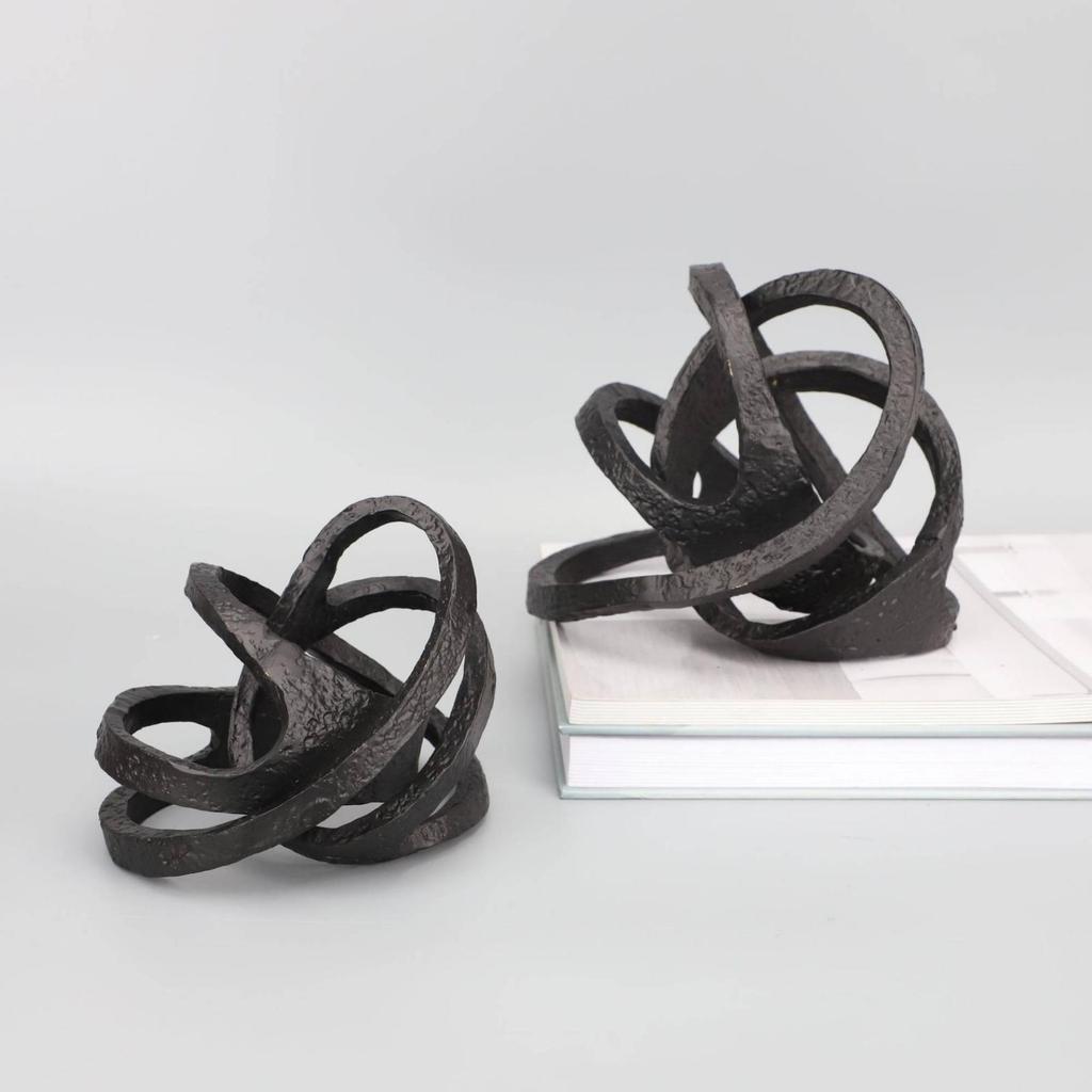 Cast Iron Tabletop Sculpture Sturdy Abstract Shaped Decor Statue Contemporary