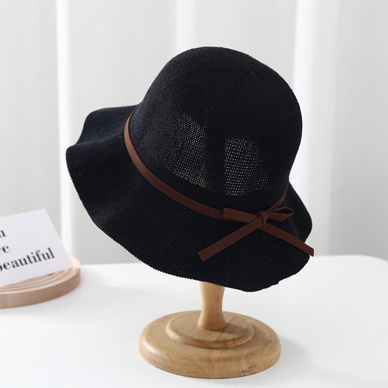 Women's Bow Fisherman Hat Straw Hat Sun Protection and Sunshade Hat Spring and Summer