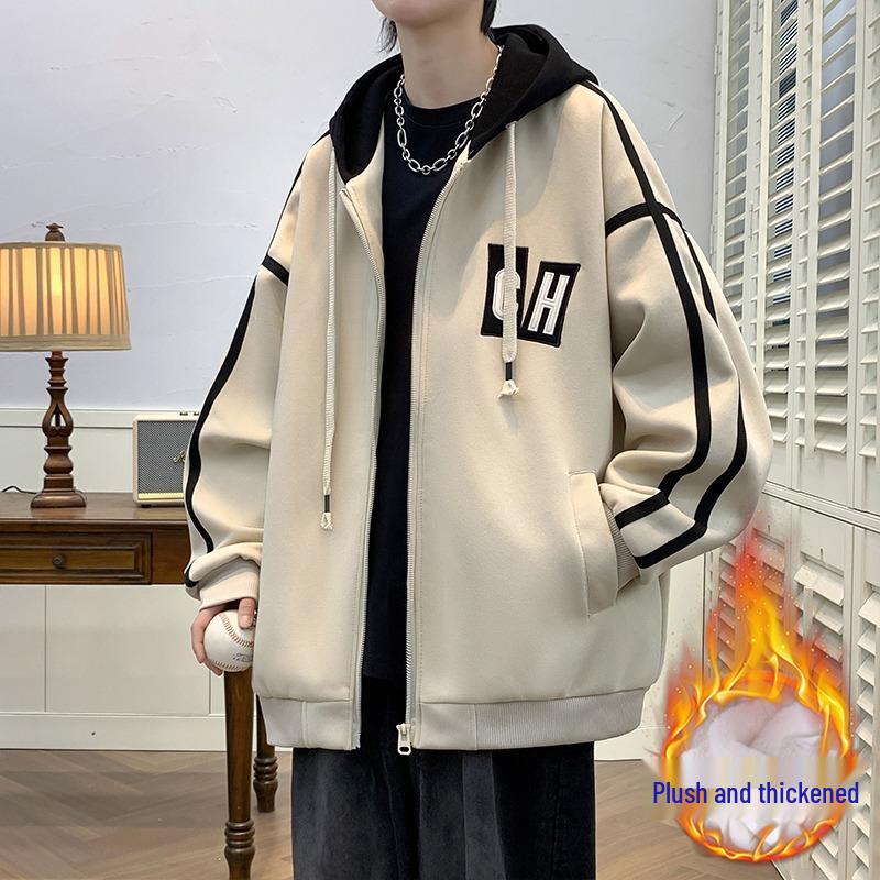 Hooded Casual Baseball Jacket for Teen Boys and Men's 2024 Stylish Outerwear