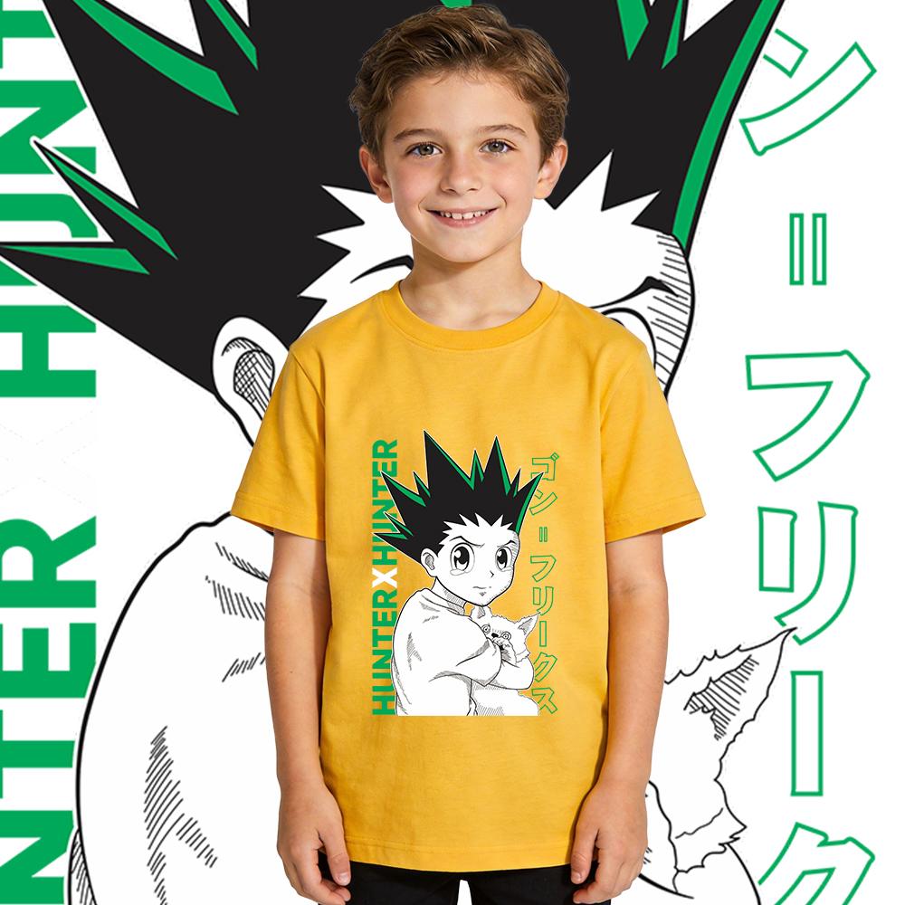 Hunter Gon Anime Print Cotton T Shirt for Boys and Girls Kids Casual Short Sleeve Soft Breathable Top