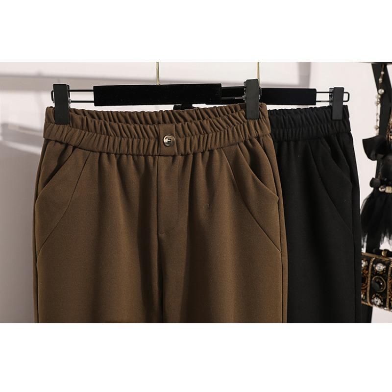 DIMANAF 2025 Autumn Plus Size Women Cothing Long Pants Harem Oversize Trousers Elastic Waist Vintage Casual Loose