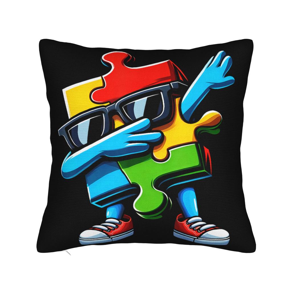 Decorative Pillowcases Dabbing Puzzle Autism Awareness Merchandise Chair Pillow Case Cover Square MultiSize