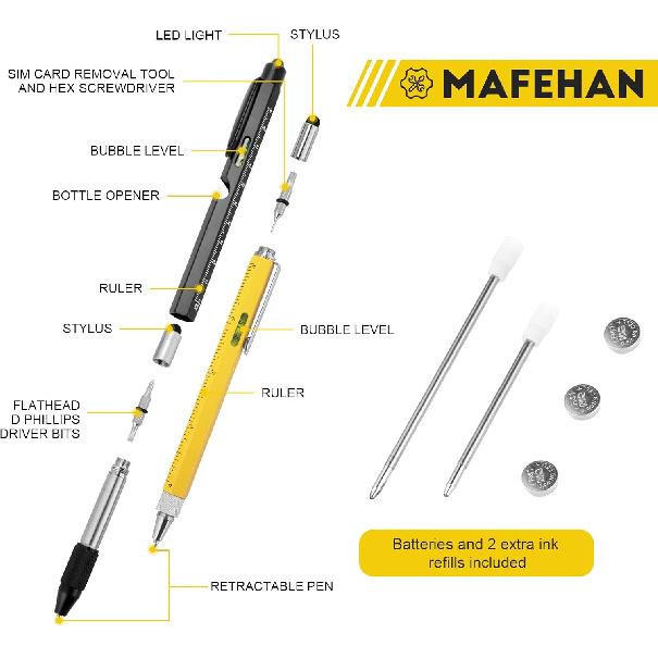 10 In 1 Multi Tool Pen Set - Christmas Gifts for Dad, Grandpa, Men - Stocking Stuffers, Cool Gadgets for Birthdays