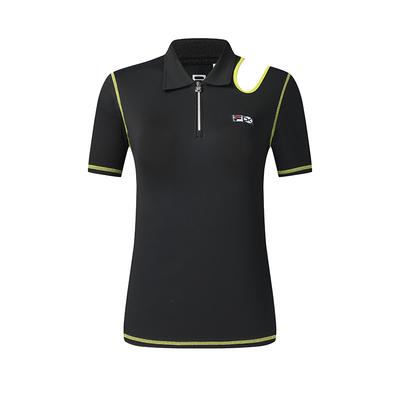 Athletics Tennis Series Knitted Logo Comfortable Casual Slim Fit Tennis Polo Shirt Women Tops Deep-Black A11W523117F-BK