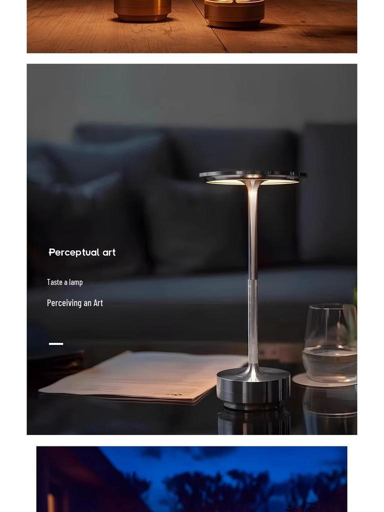 LED Touch Table Lamp - Minimalist Retro Cafe Style, USB Rechargeable