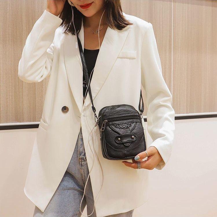 2025 Vintage Weiches Leder Umhängetaschen Nieten PUDamen Messenger Schultertasche Kleine Damenhandtaschen Telefon Geldbörsen Schwarz und Braun