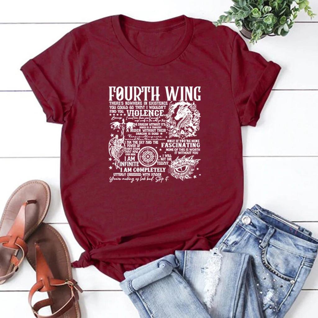 Tricou a patra aripă Tricou pentru colegiul de război Basgiath Haine pentru femei Tricouri grafice cu mânecă scurtă de vară Topuri Streetwear Tricou Bookish