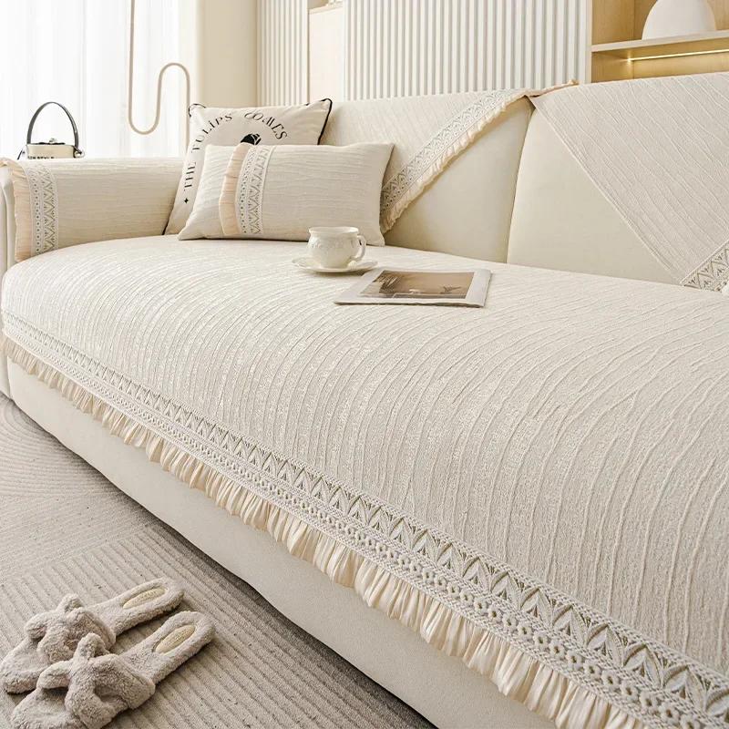1PC Luxury Chenille Sofa Cover for Living Room Universal Anti-Slip Kids Pets Sofa Cushion French Style L Shape Couch Covers Home