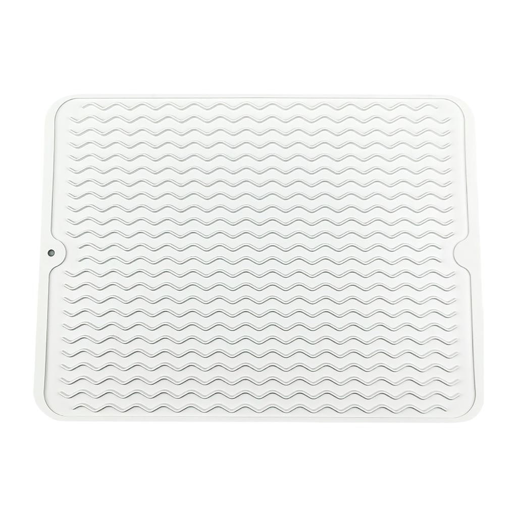 Silicone Dish Drying Mat Medium Size Flexible Non-Slip Water Draining Mat with Wave Pattern for Kitchen Sink Countertop Use