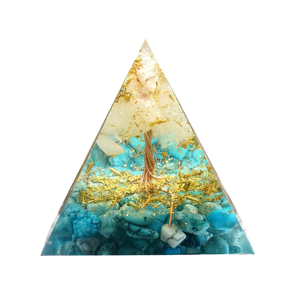 Handmade Orgone Pyramid Natural Crystal Reiki Chakra Orgonite Energy Generator Jewelry Home Office Decoration Gift
