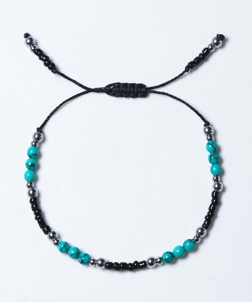 Knd Black & Green Turquoise Bead Bracelet