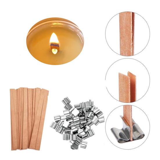 

100 шт., набор деревянных фитилей для свечей, бездымный с триммером, натуральный потрескивающий набор для изготовления свечей ручной работы «сделай сам»