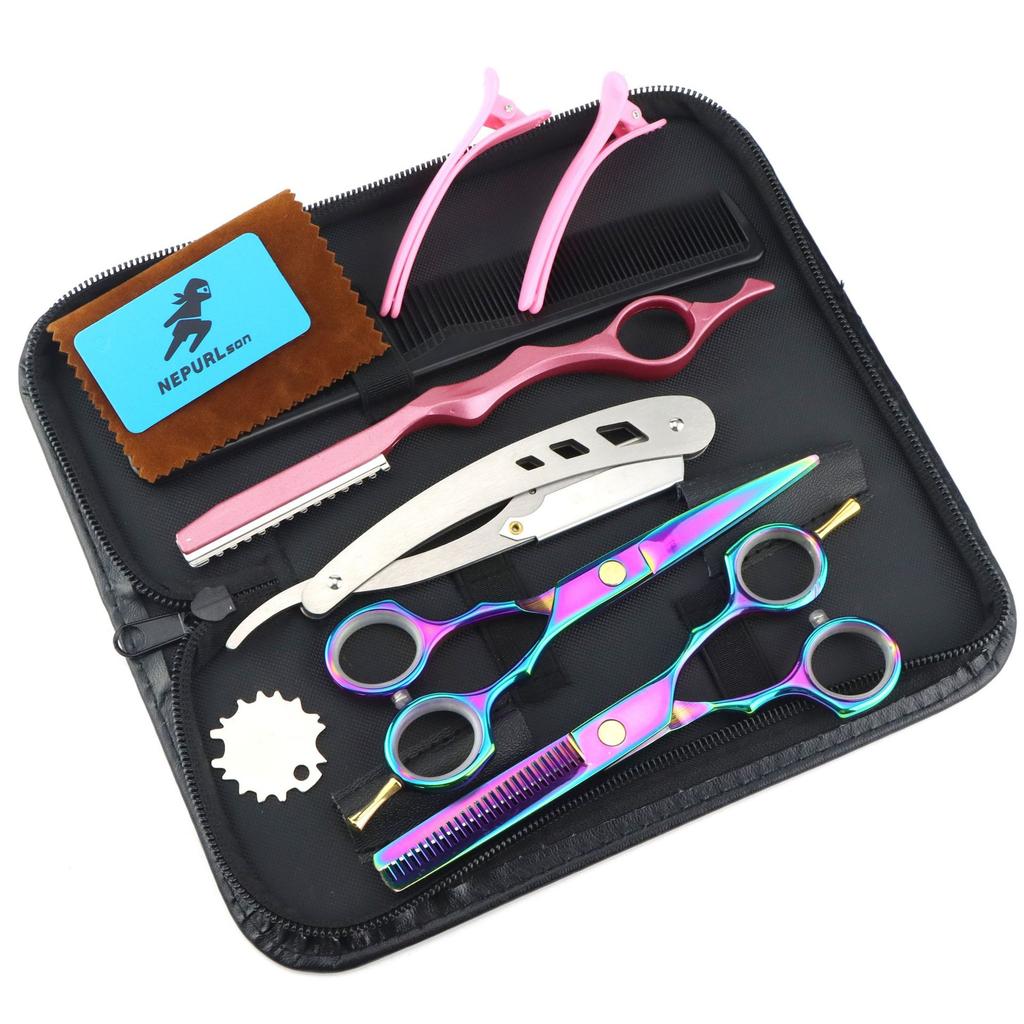 5.5 Inch Symmetrical Handle Hair Scissors, Set, Hair Scissors, Flat Scissors, Tooth Scissors, Thin Scissors, Set