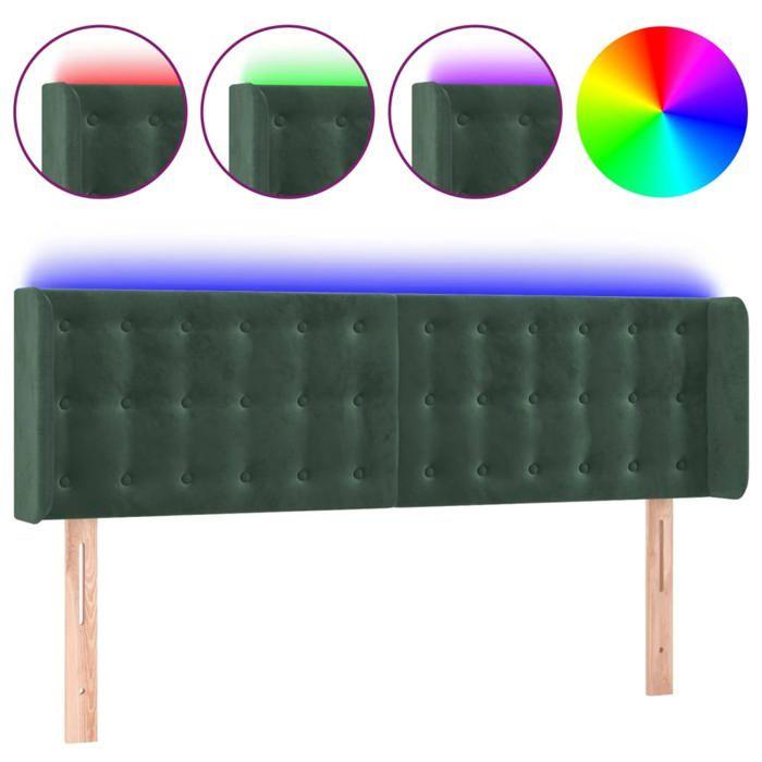 VidaXL Tête de Lit à LED Meuble de Chambre à Coucher Accessoire de Lit Double Tête de Cadre de Lit Intérieur Vert Foncé 3123721