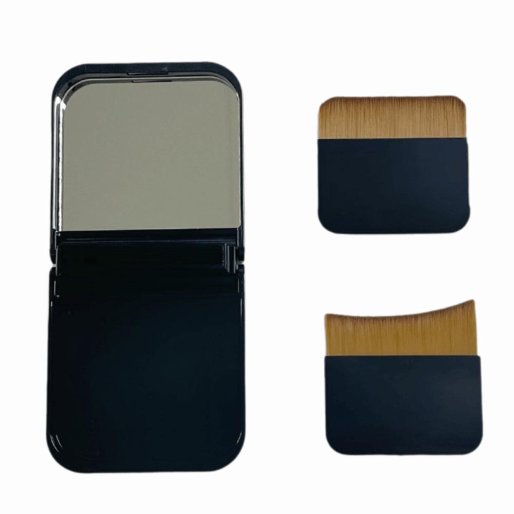 Soft Bristle Foundation Makeup Brush Foundation Brush with Mirror Case Professional Makeup Black Set 1