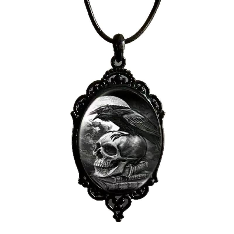 Collier Pendentif Gemme du Temps Motif Chauve-Souris Sombre Bijoux