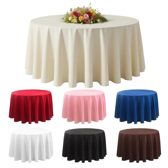 Round Polyester Tablecloth Elegant Solid Color Fabric Table Cloth Decorative Table Cover for Parties Weddings 71" -118
