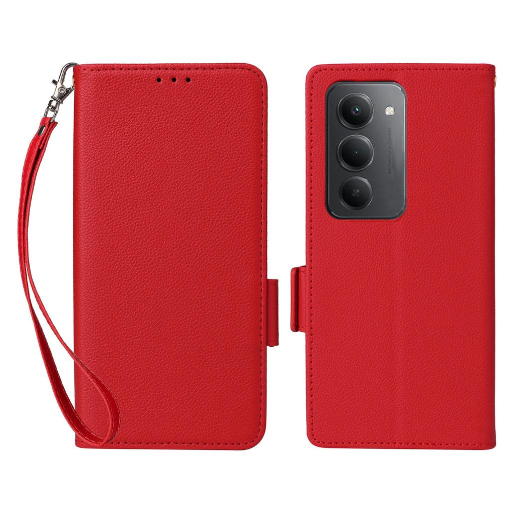 Para Xiaomi Redmi 15 5G (Global) (169mm) Capa com Alça de Pulso Textura Lichia Couro PU Carteira Capa de Celular