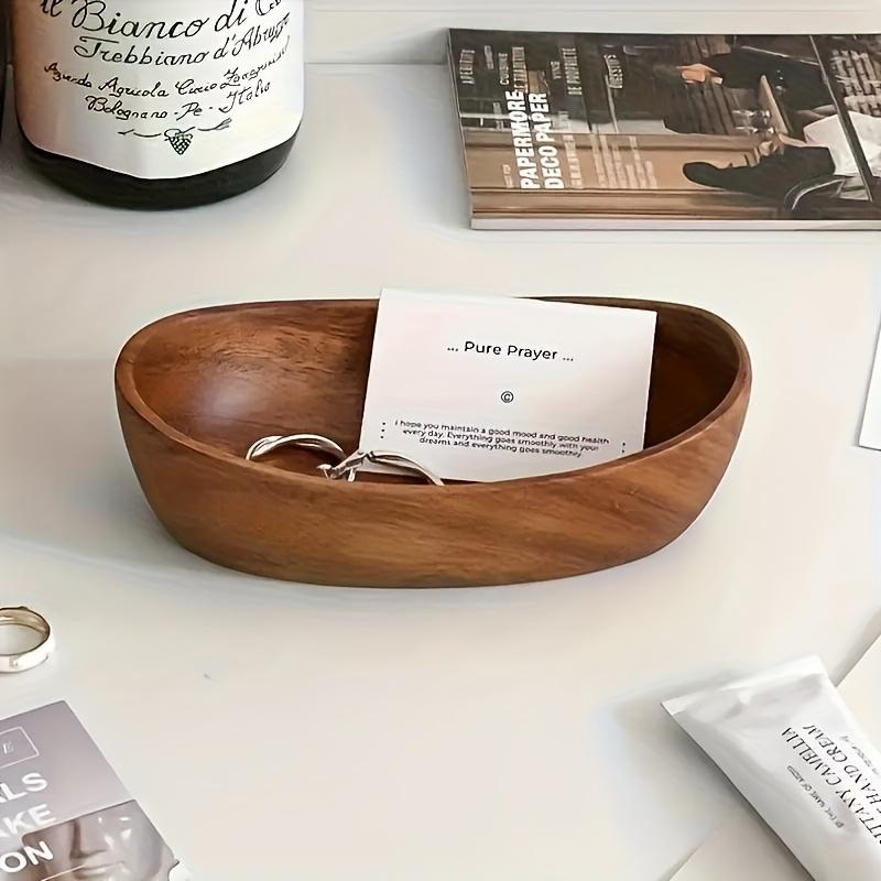 Massivholz Vintage Ovale Aufbewahrungsbox - Natürlicher Langlebiger Schmuckschalen-Organizer, Mehrzweck-Heimdekoration, Geeignet für Schminktisch