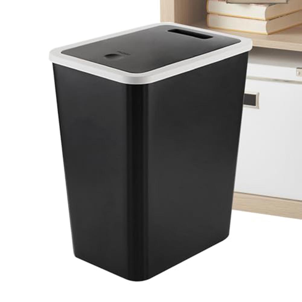 Household Trash Can With Lid Modern Plastic Small Garbage Can Wastebasket Pop-up Lid For Bathroom Kitchen And Living Room